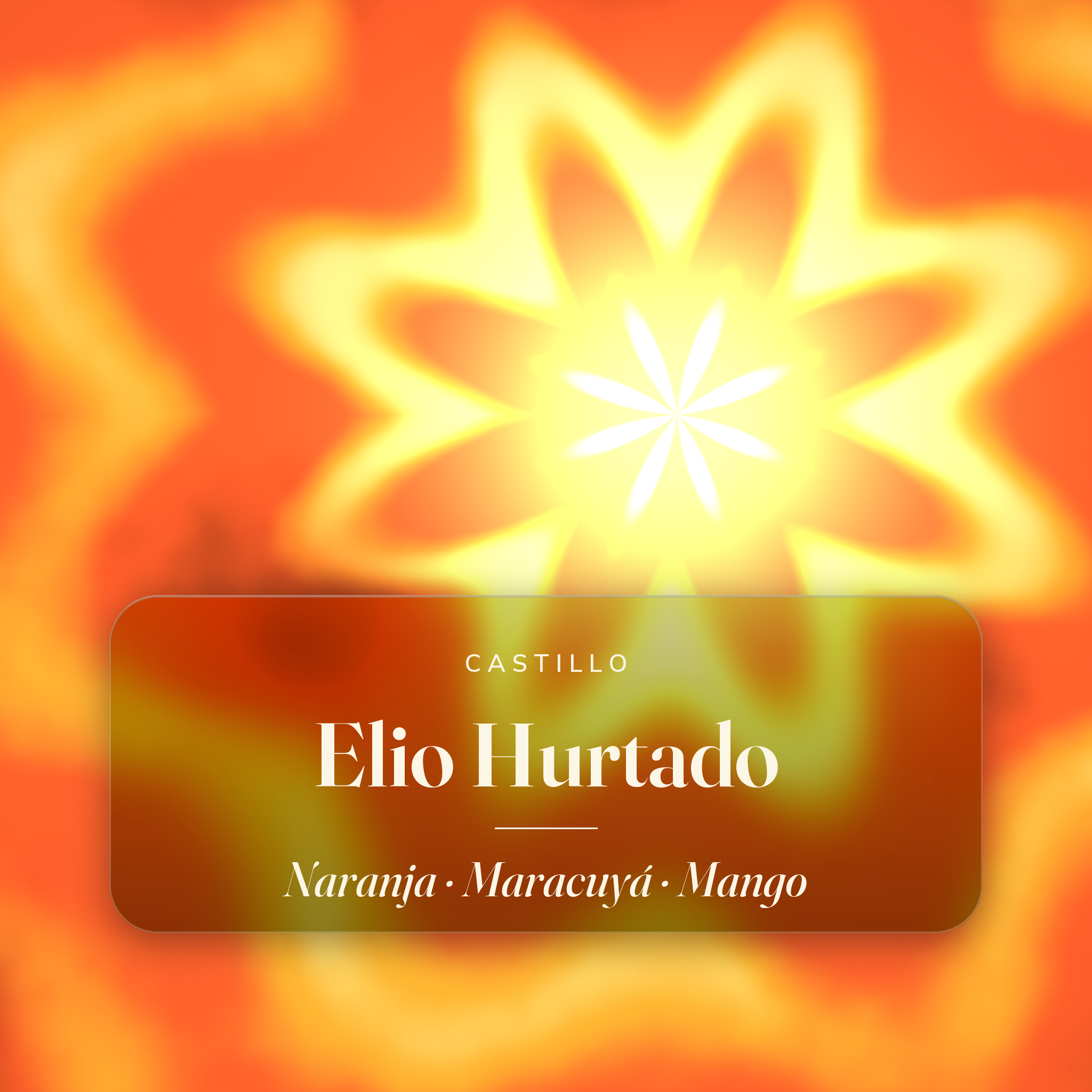 Elio Hurtado — notas de cata: Naranja, Maracuyá, Mango