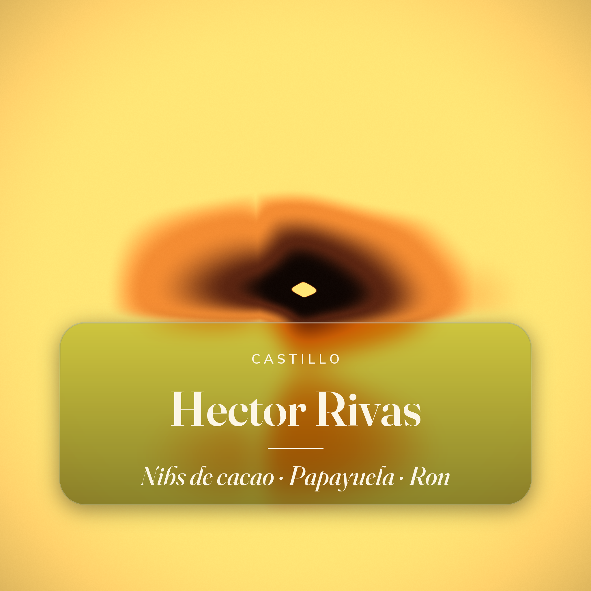 Héctor Rivas — notas de cata: Nibs de cacao, Papayuela, Ron